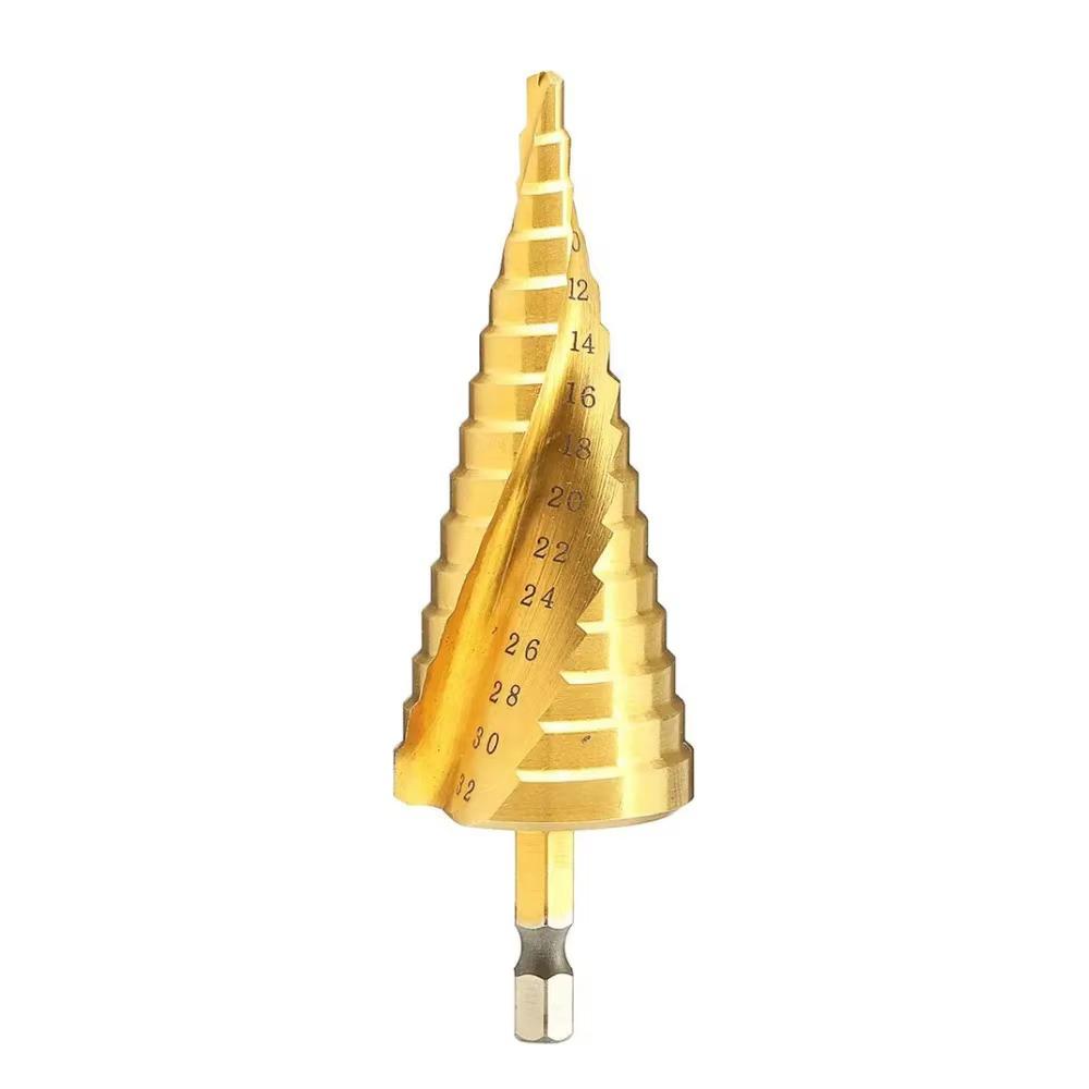 1/4" Hex Shank Step Drill Bit 4-12mm/4-20mm/4-32mm Cone Titanium Coated Metal Hole Cutter HSS High Speed Steel Quick Change