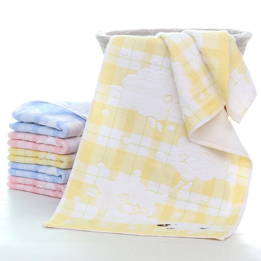 Cartoon Faules Schaf Karomuster Streifen Dick Weich Doppellagiger Stoff Handtuchset 100% Baumwolle Haar Hand Spa Bad Gesicht Zuhause Handtuch