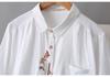 2026 Spring Plus Size Women's Long Sleeve Embroidered Cotton Cardigan Shirt for Curvy Women
