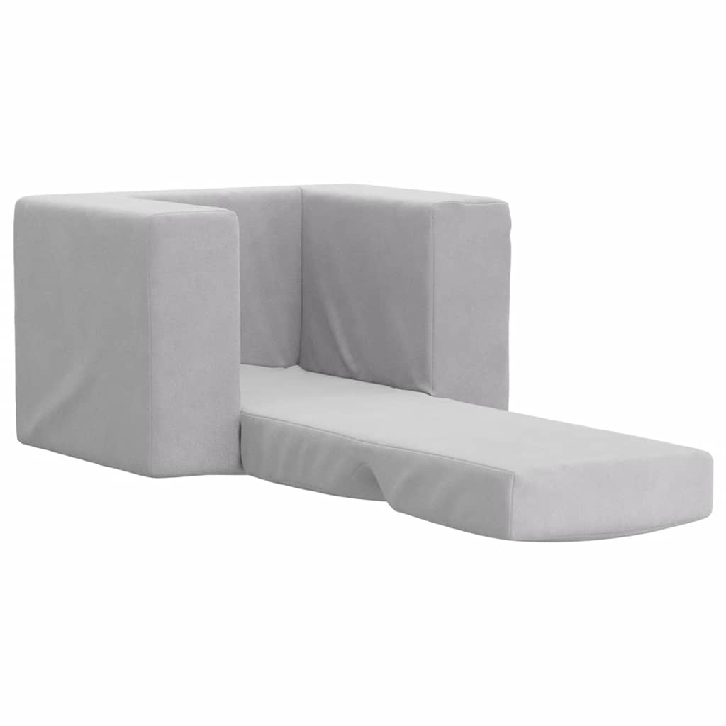 Kids Sofa Bed Light Grey Soft Plush