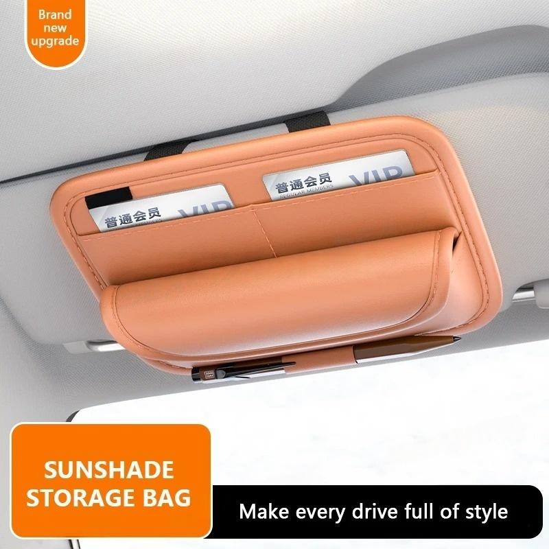 

Car Sunshade Glasses Bag Pu Leather Auto Sun Visor Card Organizer Wear-resistant Sunglasses Storage Bag Accessories