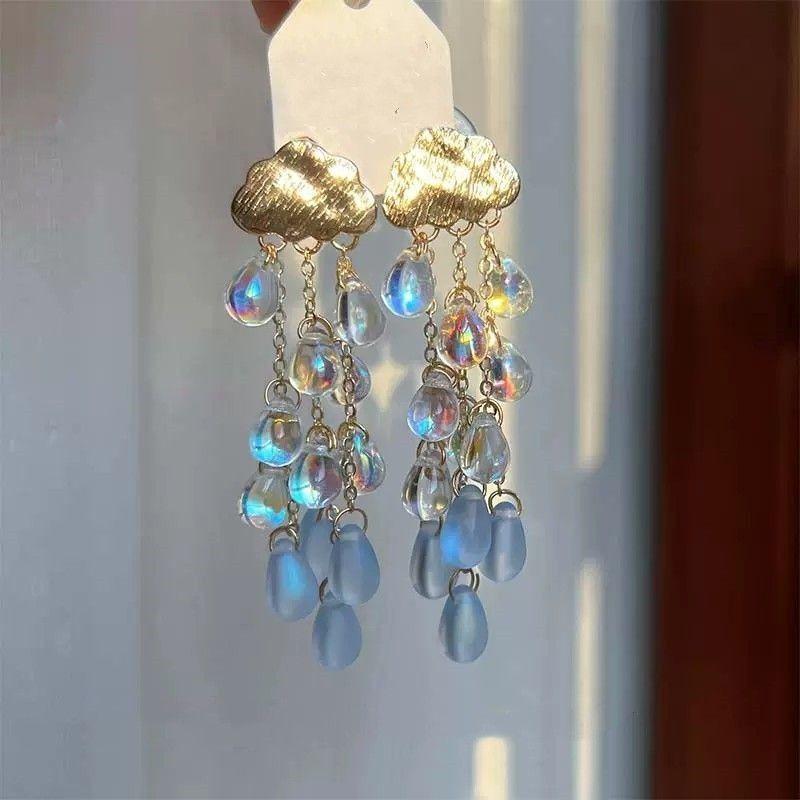 Cyan Misty Clouds Cute Characteristic Ear Clips and Studs