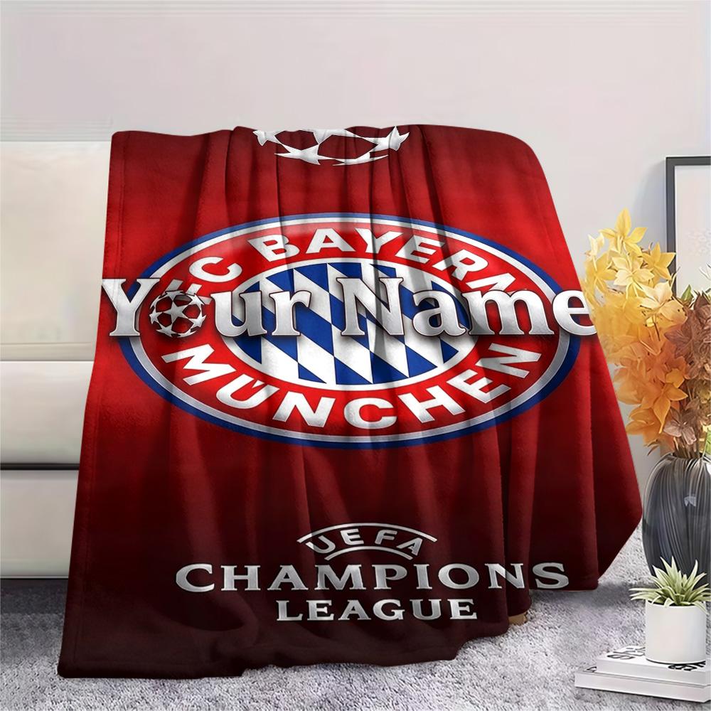 1PC Bayern Munich Fan Gear Custom Name Patterned Flannel Blanket Suitable For All Seasons For Home Decor Warmth And Comfort Gifts Holiday Present