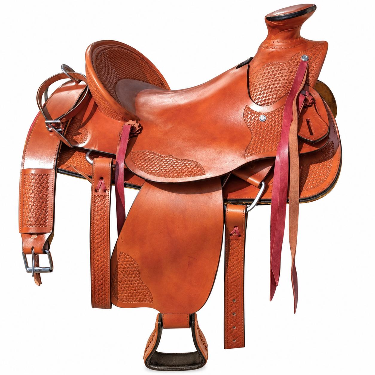 Western Natural Leather Hand Carved Roper