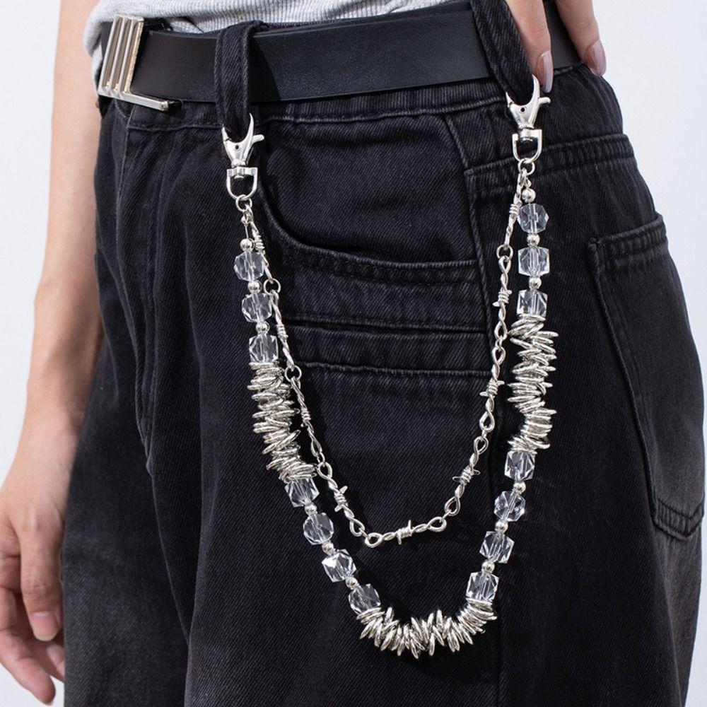 Punk Trousers Chain Hip Hop Jeans Keyring Keychain Fashion Multi-layer Key Chains  For Women Man