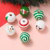 5/10pcs 16mm Wooden Beads Green Snowman Christmas Spacer Beads for DIY Bracelet Keychain Jewelry Making Handmade Accessories