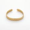 QIAOREN 12649 18K Gold Plated Stainless Steel Wheat Leaf Cuff Bracelet Adjustable Open Bangle Anti Tarnish Wrist Jewelry