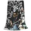 Tom Kaulitz Plaid Blanket Sofa Cover Fleece Textile Decor Pop-Rock Band Collage Throw Blanket for Bed Travel Bedding Throws