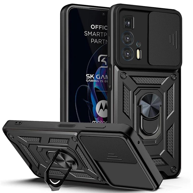 For Motorola Moto G200 5G Case Luxury Slide Camera Protect Phone Cases For Moto G200 G 200 Shockproof Armor Stand Holder Ring Back Cover Shell