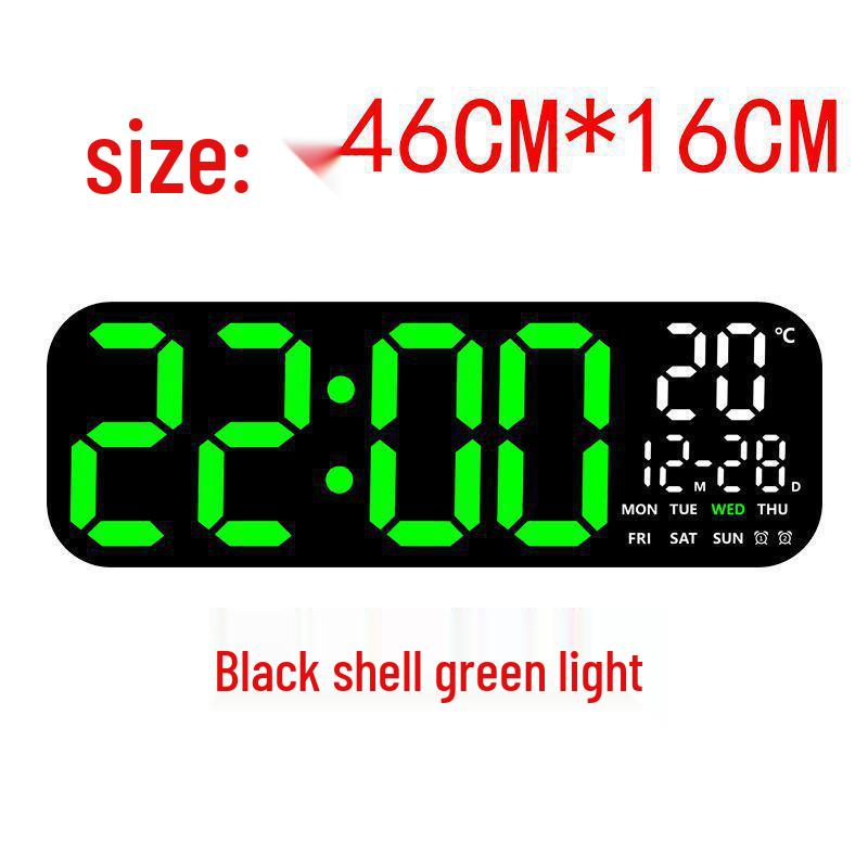 19.5  LED Multifunctional Wall Clock with Remote Control – Large Screen Digital Clock GH9016