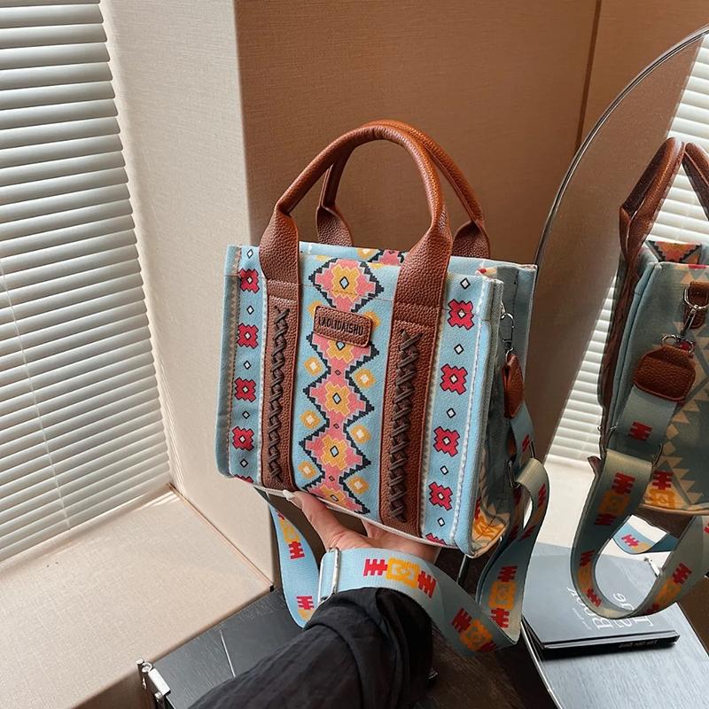 

WTEMPO Casual Versatile Single Shoulder Messenger Bags Large Capacity Printing Women Canvas Handbag Tote Ladies Crossbody Shoulder Bag 1pc синий