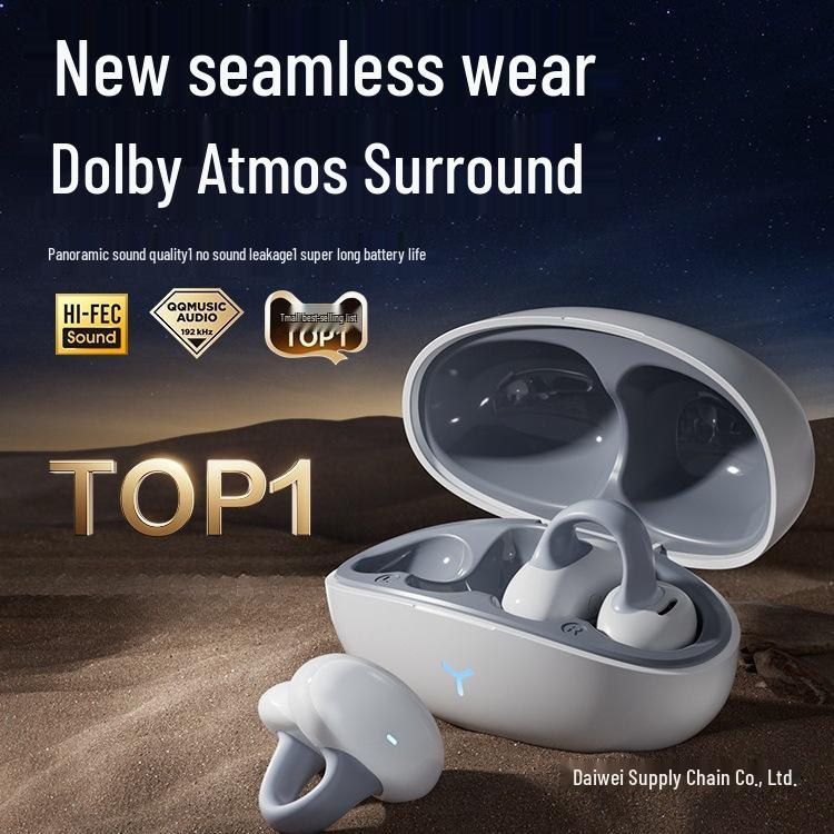 

Bone Conduction Bluetooth Ear Clips: High-Quality, Wireless, Sports Earphones with Ultra-Long Battery Life for 2025. Cloud White Premium: Hi-Fi Sound, 66-Hour Battery