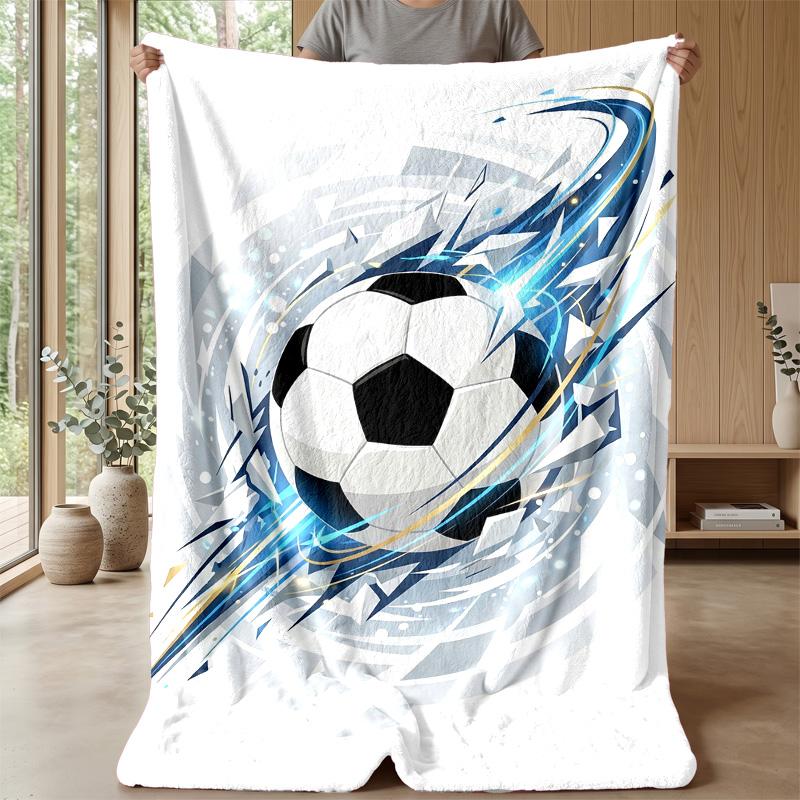 Soccer Ball in Motion 2 Theme blanket Lightweight Warm Flannel Blanket Decorative Throw Blanket for Home Decoration