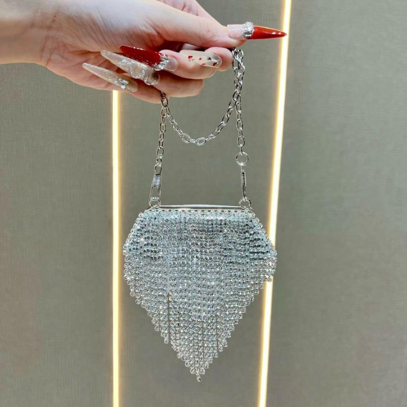 Mini Purse with Red Ribbon for Ladies, Stylish and Versatile, with Diamond Accessories Bag