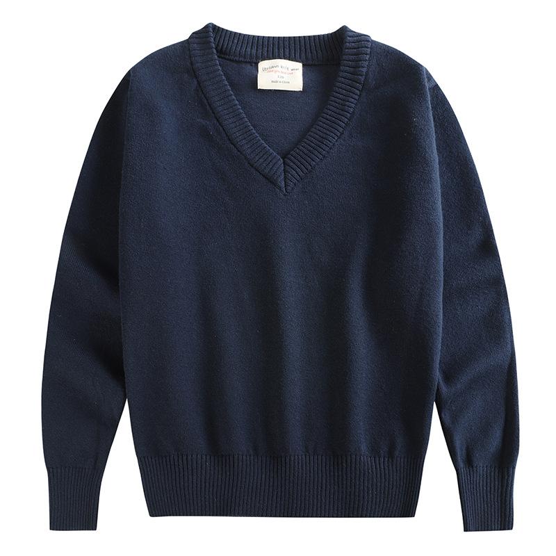 Korean Solid Color Children's Pullover Long-sleeved Sweater Parent-child Wear Medium and Large Children's Knitted Bottoming Shirt