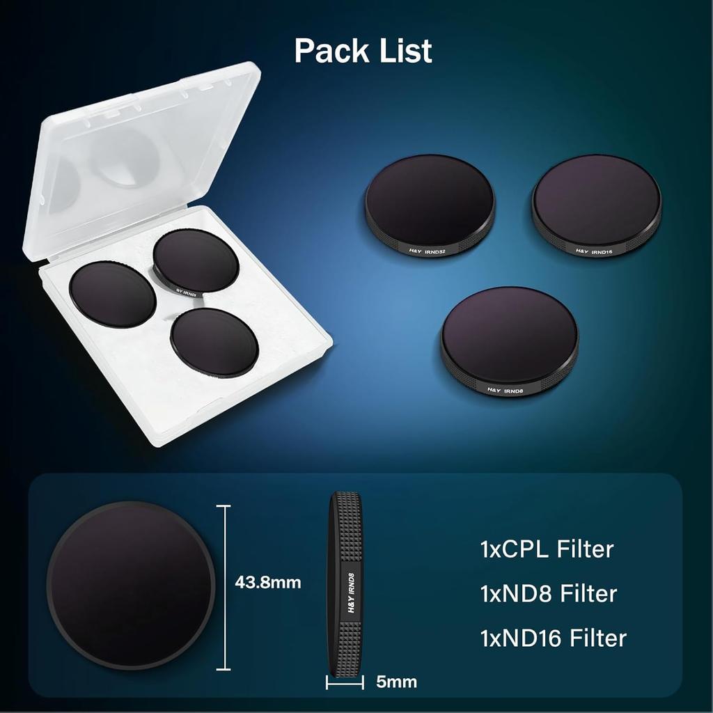 ND Filter Set for DJI Osmo Action 6 Set H&Y (ND8, ND16, ND32) - 3-Piece (DJI-A6NK)