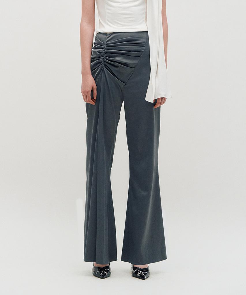 Kimjisu Satin Draped Trousers _ Gray