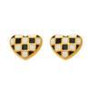 Checkerboard Heart Enamel Stud Earrings - European & American Fashion, Stainless Steel