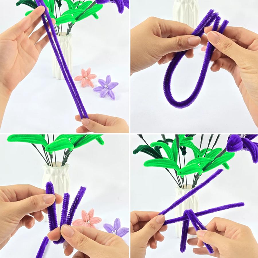 150/300pcs Colorful Chenille Stem Pipe Cleaner Handicraft DIY Art Furry Strip for Festival Party Birthday Indoor Decor XJM
