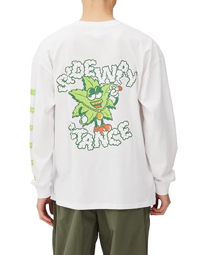 IMPROMES Casual SIDEWAYSTANCE Leaf Long Sleeve T-Shirt, Men's, White