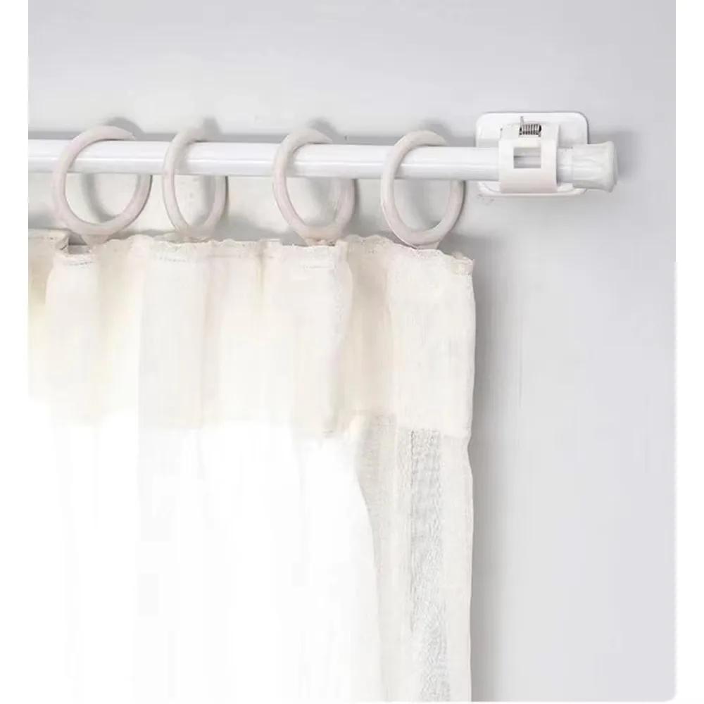 Punch-free Curtain Rod Clip Hook Shower Curtain Rod Hanging Holder Household Fixed Clip Hanging Hook Holder Self Adhesive Hooks