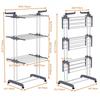 Stainless Steel Folding Clothes Drying Rack, Heavy Duty Laundry Drying Stand with 6 Retractable Trays & Wheels, Space Saving