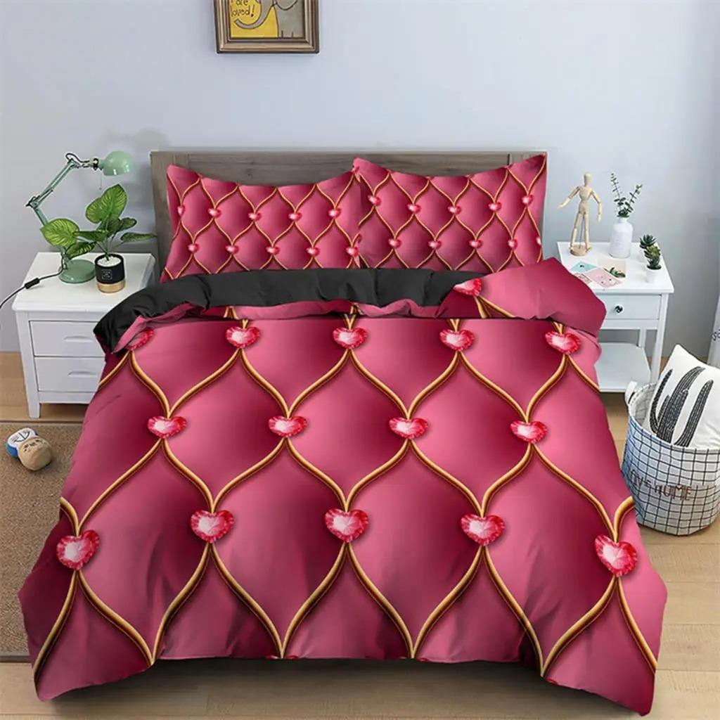Luxury Geometric Duvet Cover Microfiber Diamond Bedding Set Abstract Pattern Comforter Cover King Queen For Girls Adult Bedroom