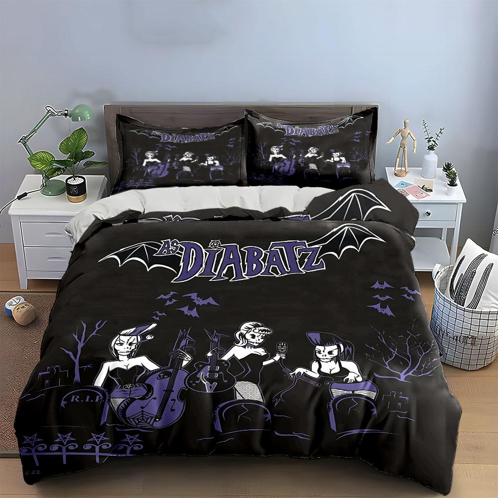 Gothic Band Graveyard Theme Bedding Duvet Cover Set Duvet Cover Pillowcases  (1*Duvet Cover 2*Pillowcases, without duvet insert)