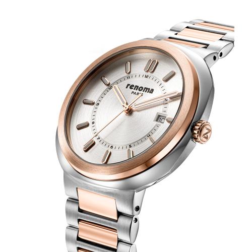 [RENOMA WATCH] RENOMA WATCH Men's Metal Chronograph Watch Rose Gold Silver RE2504RCSV