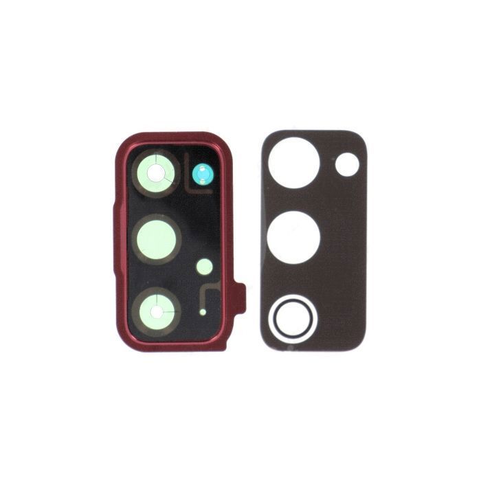 Lentille caméra + contour - SAMSUNG - Galaxy S20 FE (G780F/G781B) - Rouge - Compatible S20 FE 5G - Pièce de remplacement