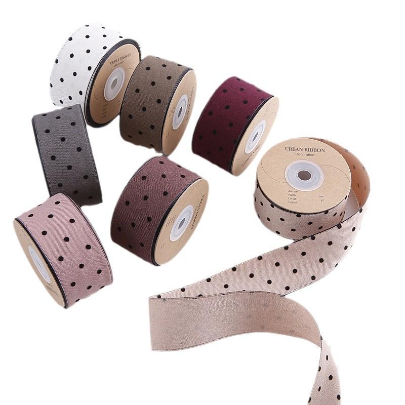 Korean Polka Dot Flocked Ribbon Bow for Children's Hair and Clothing Accessories