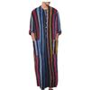 Men's Long Sleeve Arabian Striped Printed Shirt Muslim Men's Robe