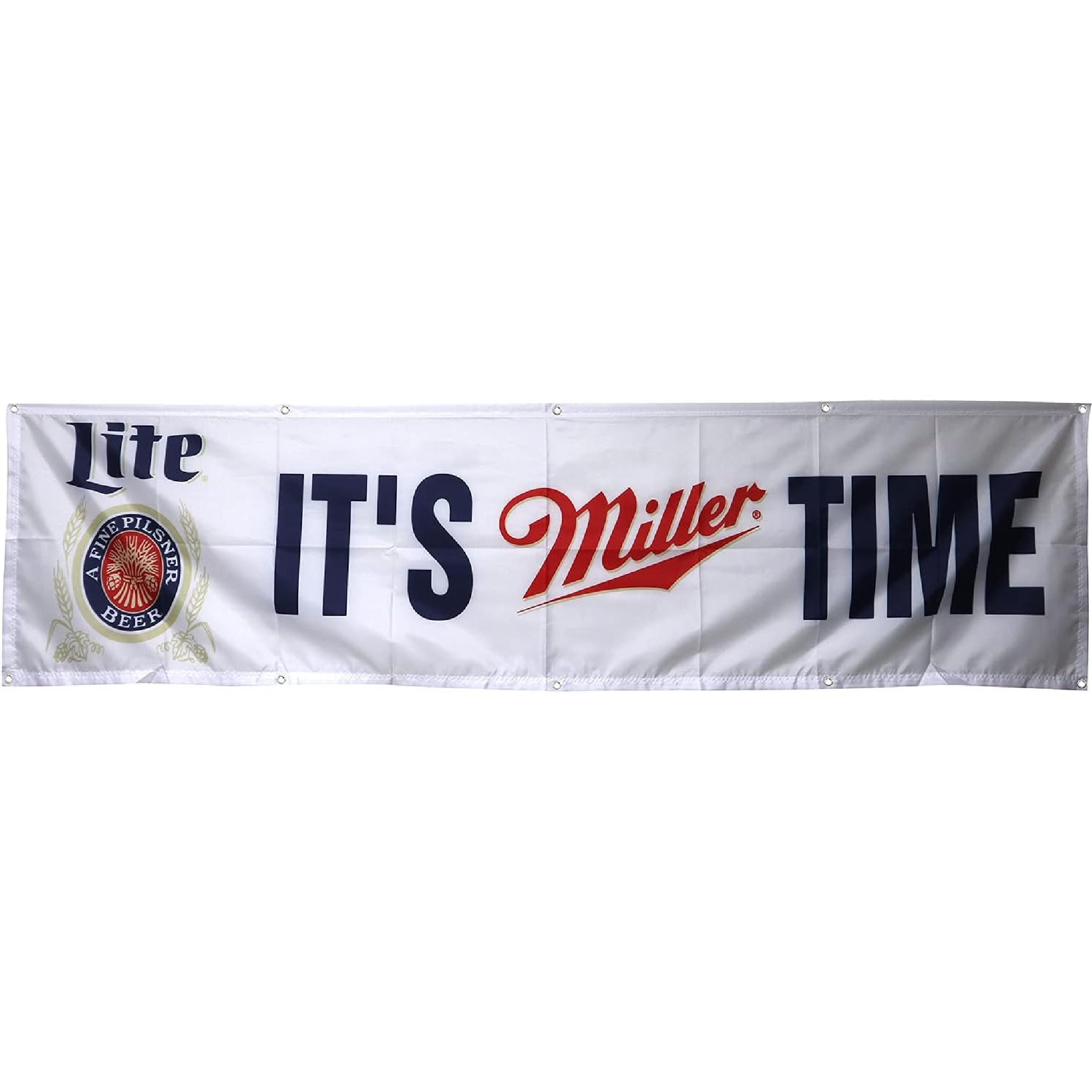 

MILLER LITE beer flag it s miller time 2x8ft banner man cave