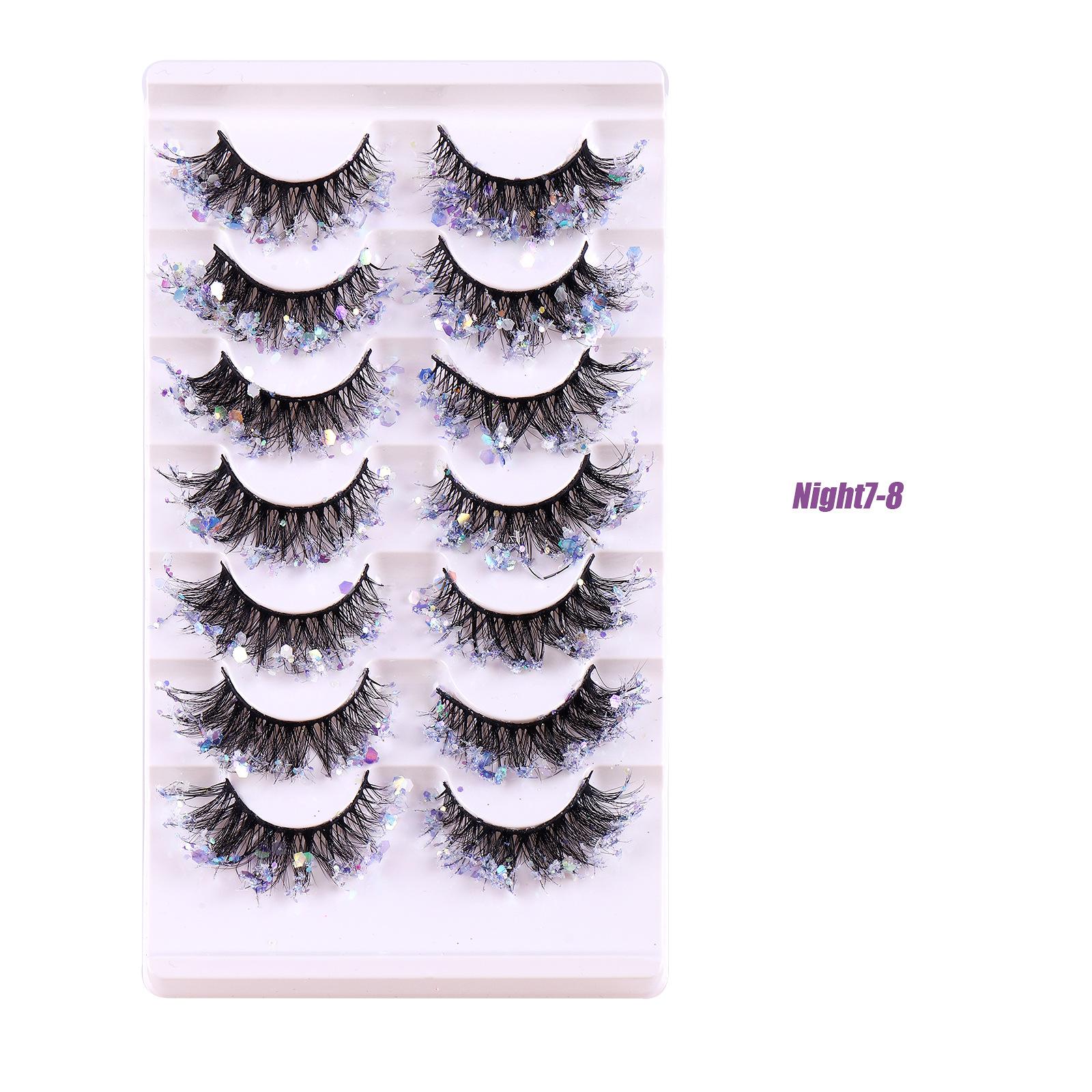 

7 пар светящихся ресниц с пайетками, ресницы для сценического макияжа для мероприятий, цветные блестящие накладные ресницы