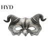 Foam Devil Mask Halloween Ram Horn Demon Mask, Horror Half Face Vintage Lightweight Gothic Masquerade for Cosplay Costume Party