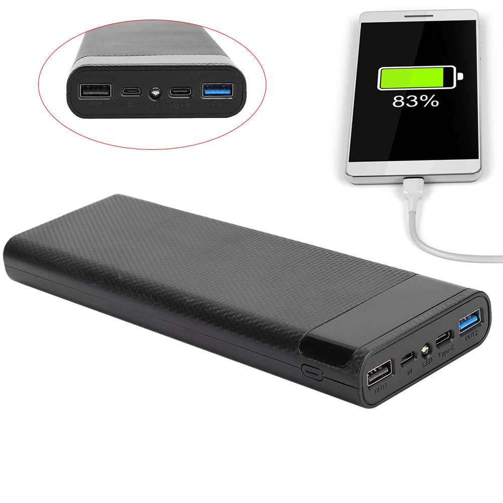 10x18650 Battery Box Portable Power Source No Welding Jacking DIY Power Bank Shell Kit Accessoryblack