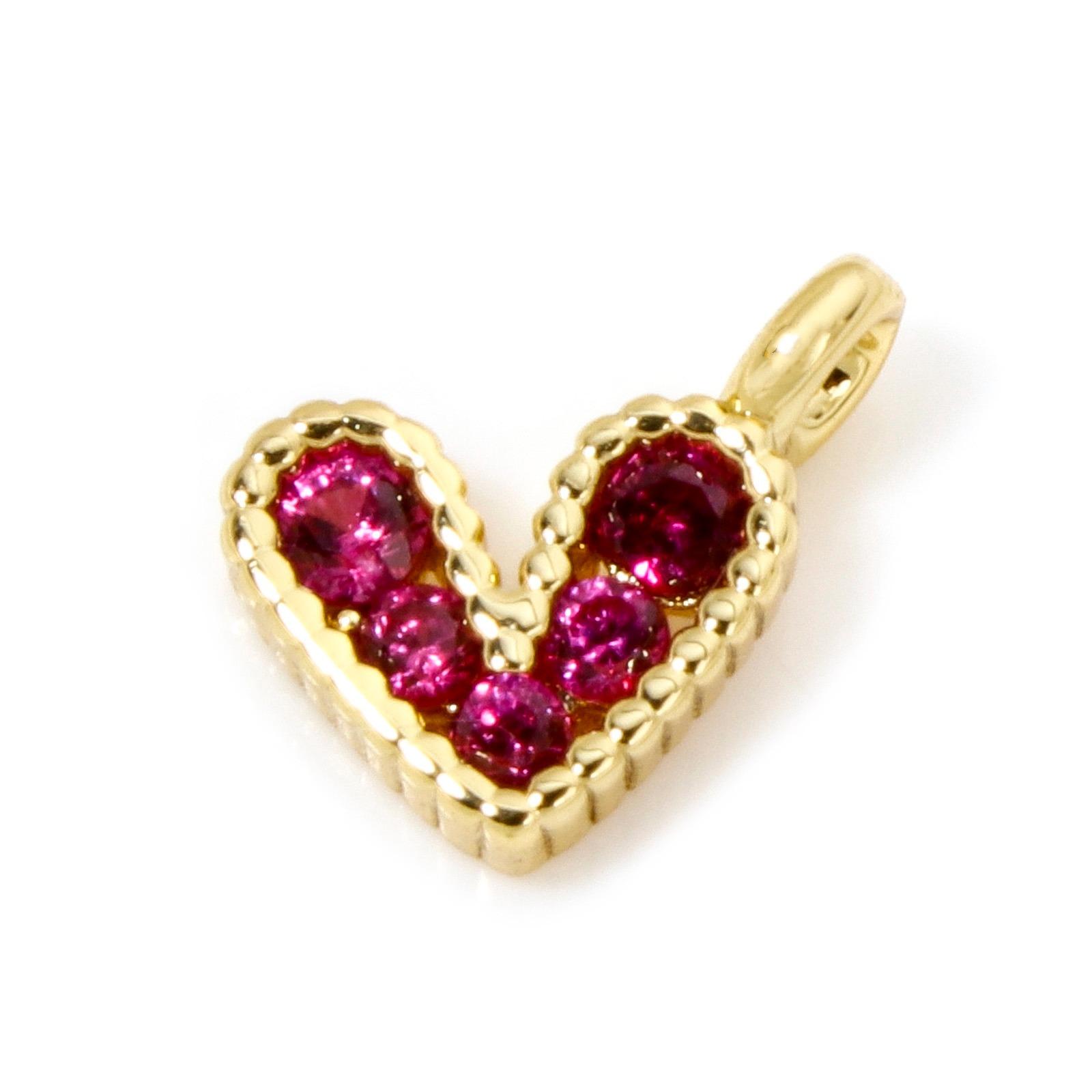 1pc Heart Brass Charms Valentine s Day Charms 18K Gold Plated Heart Micro Pave Pendants for Girl Sweet Jewelry Making