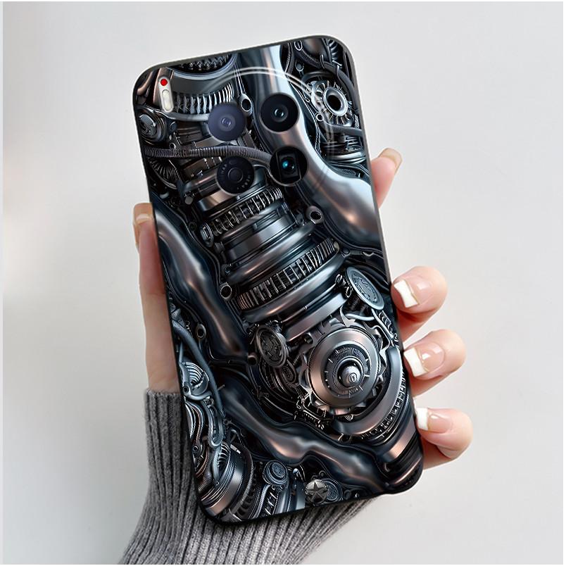 Phone Case For Tecno Camon 40 Premier 5G Bumper Soft Silicone Unique Design Black Case Ins Style Floral Painted Shockproof Cover