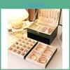 Classic Leather Jewelry Box With Multiple Layers For Elegant Storage Of Earrings Rings And Necklaces