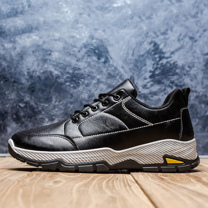 2024 new men's shoes spring and autumn leather surface casual men's leather surface shoes platform fashion foreign trade pu men's sports shoes