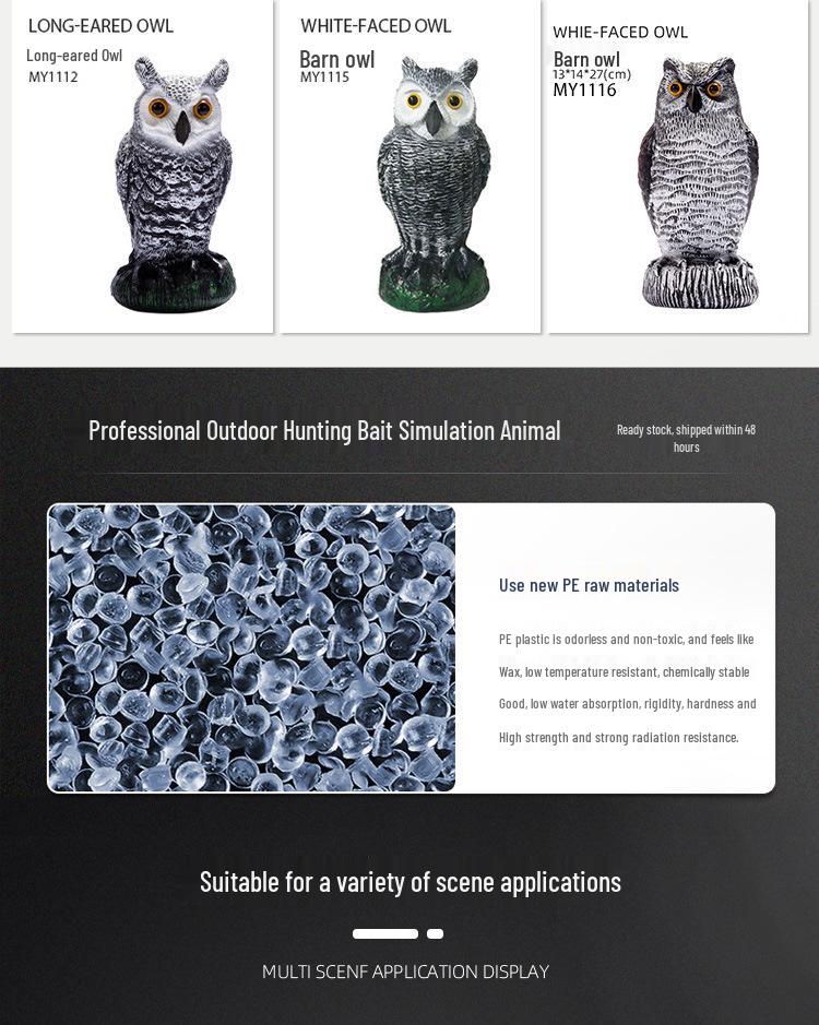 Cross-Border Owl: Outdoor Bird-Scaring, Rodent-Repelling Resin Ornament with Head Movement
