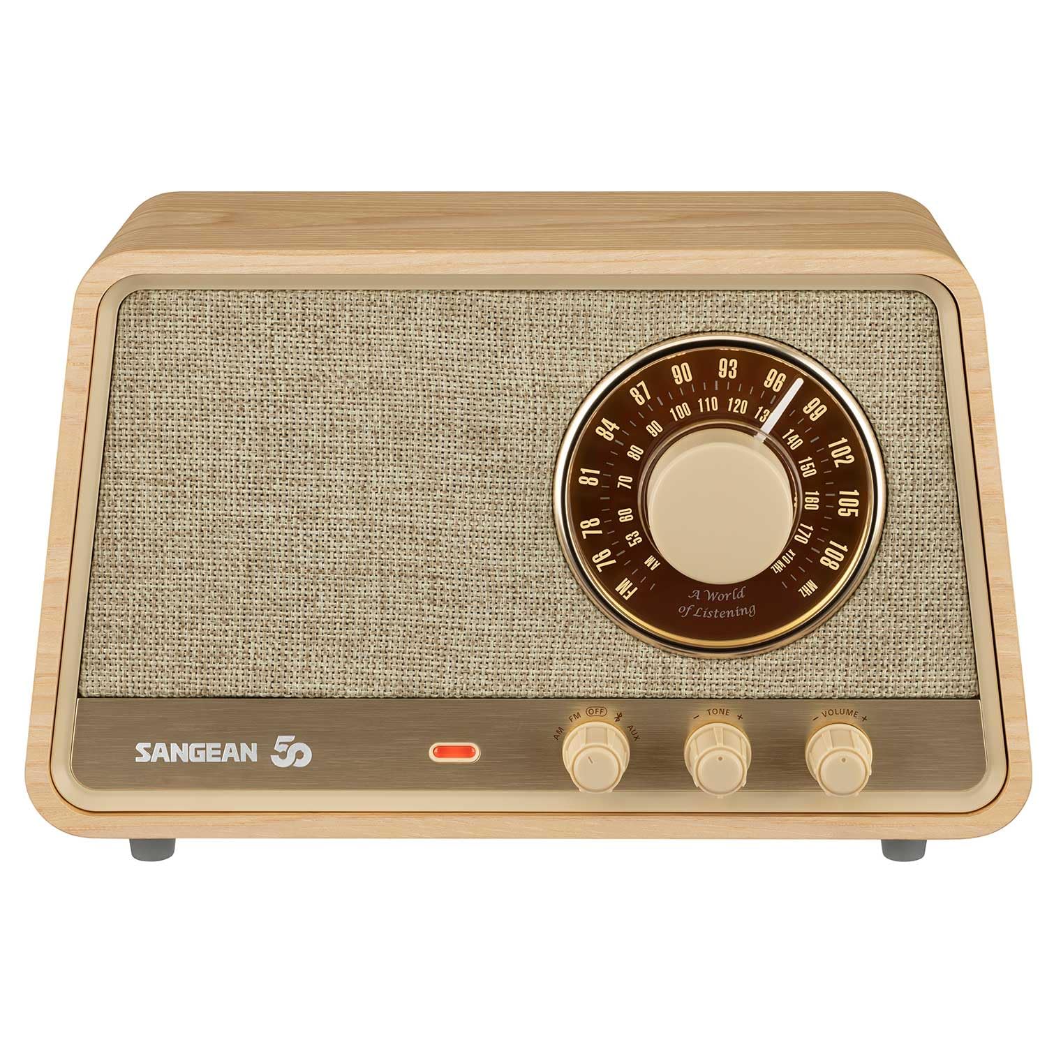

X HD compatible radio Bluetooth speaker with premium wood cabinet []Sangean WR-101 AM/FM/apt Bluetooth/AUX (white oak)