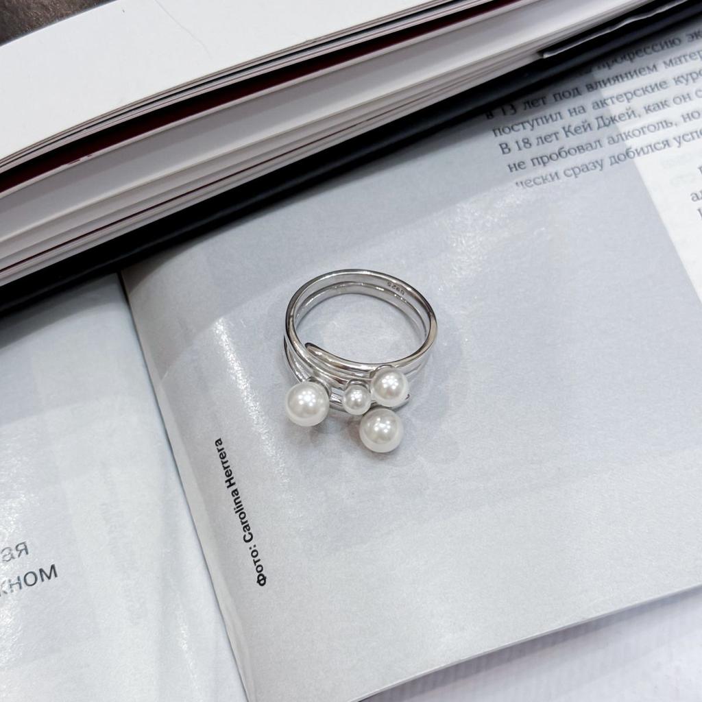 Серебряное кольцо с натуральным жемчугом, вес изделия 5,05 гр (2169765)