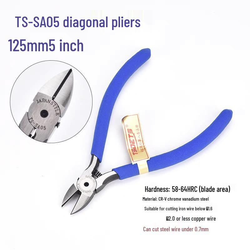 TSDETS Sprue Pliers Set: Includes 6" Side Cutting, 5" Diagonal Cutting, and 7" Wire Cutting Pliers for Plastic and Electrical Work.