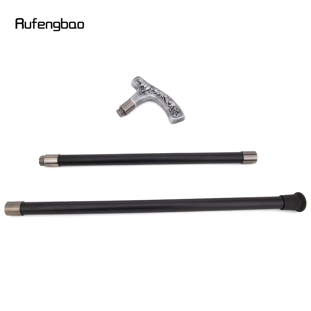 Silber Harz Wolf Gehstock Mode Dekorativ Stahlstock Gentleman Elegant Cosplay Stock Knauf Krummstab 94cm