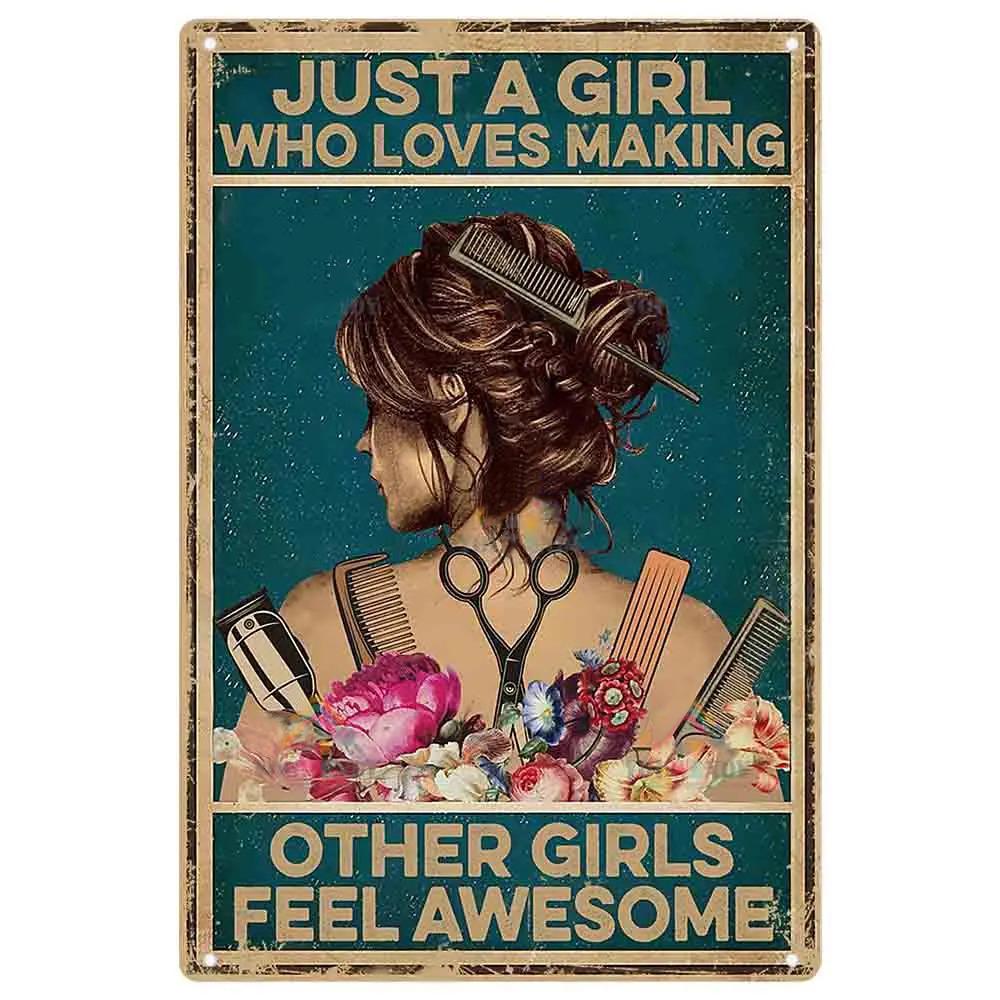 Vintage Kuaför Metal Teneke Tabelalar Kuaför Metal Posterleri Berber Dükkanı Güzellik Salonu Ev Kahve için