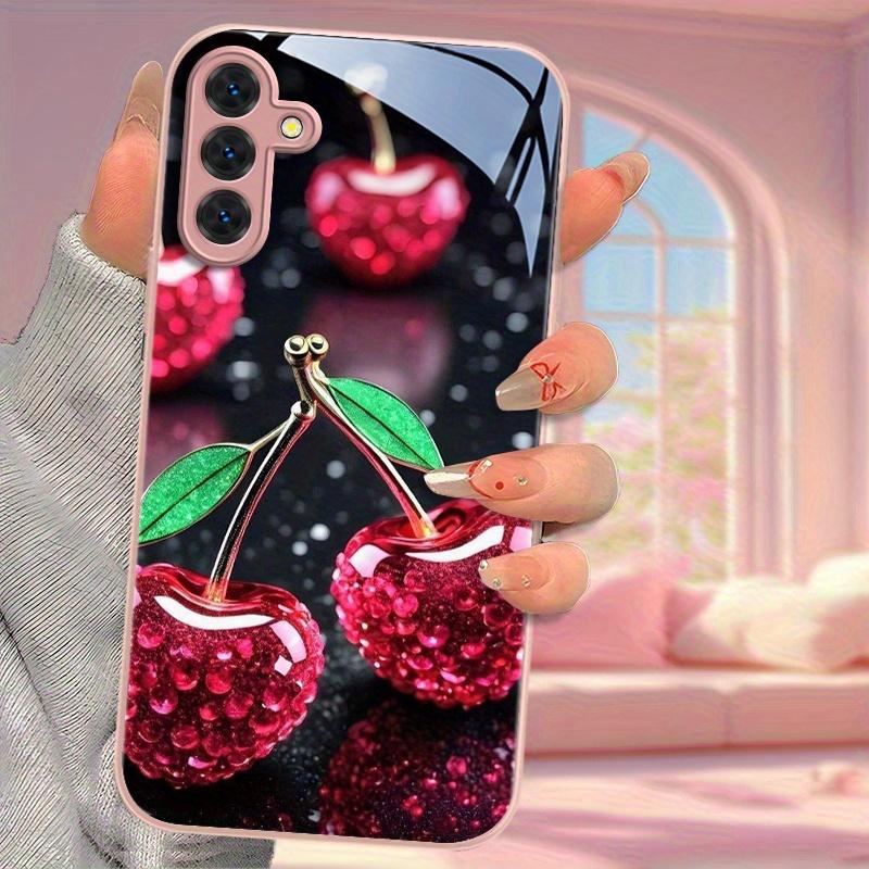 Cherry Painted Hard Phone Case For Samsung S25 Ultra S26 S24 S23 S22 S 25 Plus S21 S20 FE Cases Tempered Glass Back Cover Funda