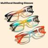 Neutral Classic Square Frame Multifocal Reading Glasses Anti Blue Light High Definition Presbyopia Glasses TO +4 0