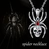 S925 Sterling Silvery Skull Spider Necklace Punk Skull Skeleton Pendant Necklaces Gothic Jewelry for Women