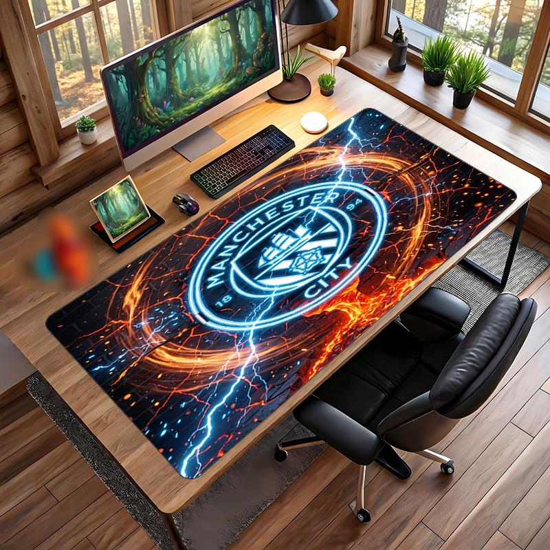 Tappetino per Mouse Grande Stampato Manchester City, Tappetino Morbido in Gomma Antiscivolo per Scrivania da Gioco per Ufficio Laptop Computer Decorazione